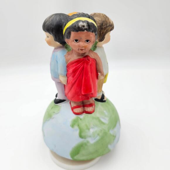 Vintage USA For Africa "We Are The World" 1985 Figurine Music Box Brockman WORKS - Picture 2 of 7